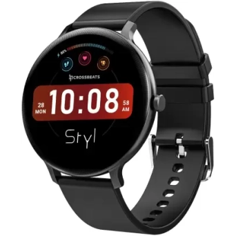 CrossBeats Orbit STYL 1.39 HD Display ,Built-in Games, 100+ watch faces, 15 days battery Smartwatch  (Black Strap, Free Size)