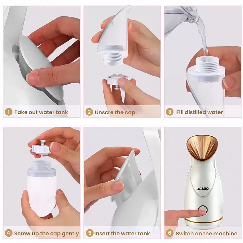 AGARO FS2117 Facial Steamer With Nano Ionic Hot Steaming Technology, 100ML Water Tank Rose Gold AGARO FS2117 Facial Steamer With Nano Ionic Hot Steaming Technology, 100ML Water Tank Rose Gold