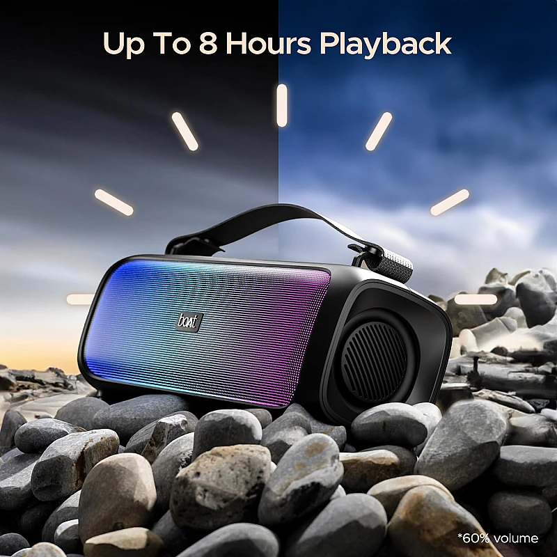 boAt Stone 580 Bluetooth Speaker with 12W RMS Stereo Sound LED Lights Up to 8 HRS Playtime Midnight Black boAt Stone 580 Bluetooth Speaker with 12W RMS Stereo Sound LED Lights Up to 8 HRS Playtime Midnight Black
