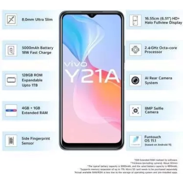 vivo Y21A (Diamond Glow, 64 GB)  (4 GB RAM) (Refurbished)