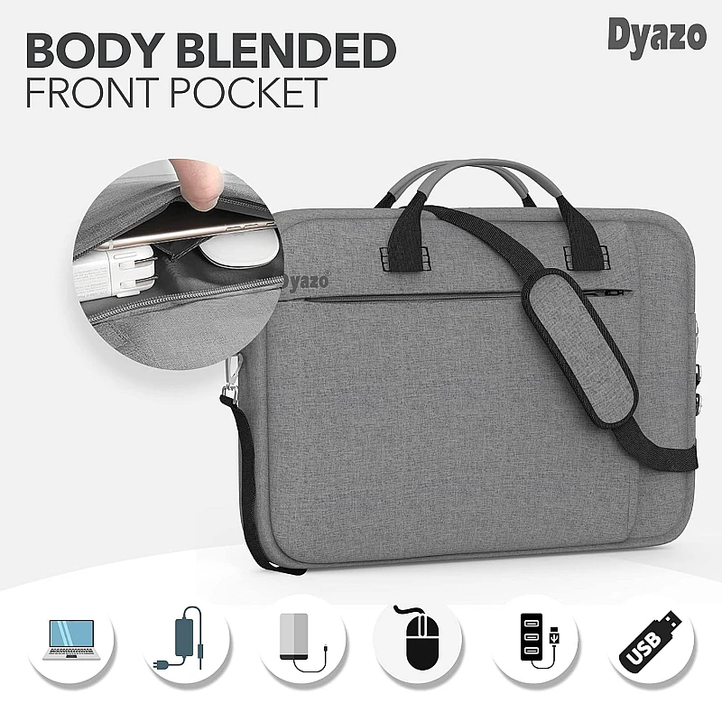 Dyazo Slim Water Resistant Laptop Bag/Briefcase Compatible for Lenovo (Grey) Dyazo Slim Water Resistant Laptop Bag/Briefcase Compatible for Lenovo (Grey)