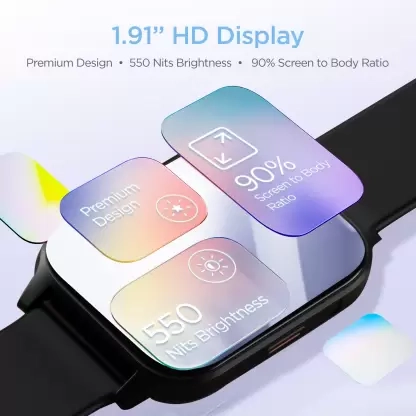 boAt Storm Connect Plus with 1.91 HD Display Bluetooth Calling ENx Technology Smartwatch Active Black Strap Free Size