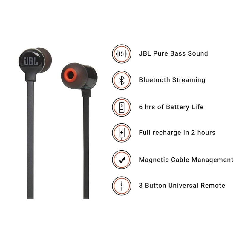 Jbl tune 160bt pure bass wireless in-ear headphones with mic (black) Jbl tune 160bt pure bass wireless in-ear headphones with mic (black)