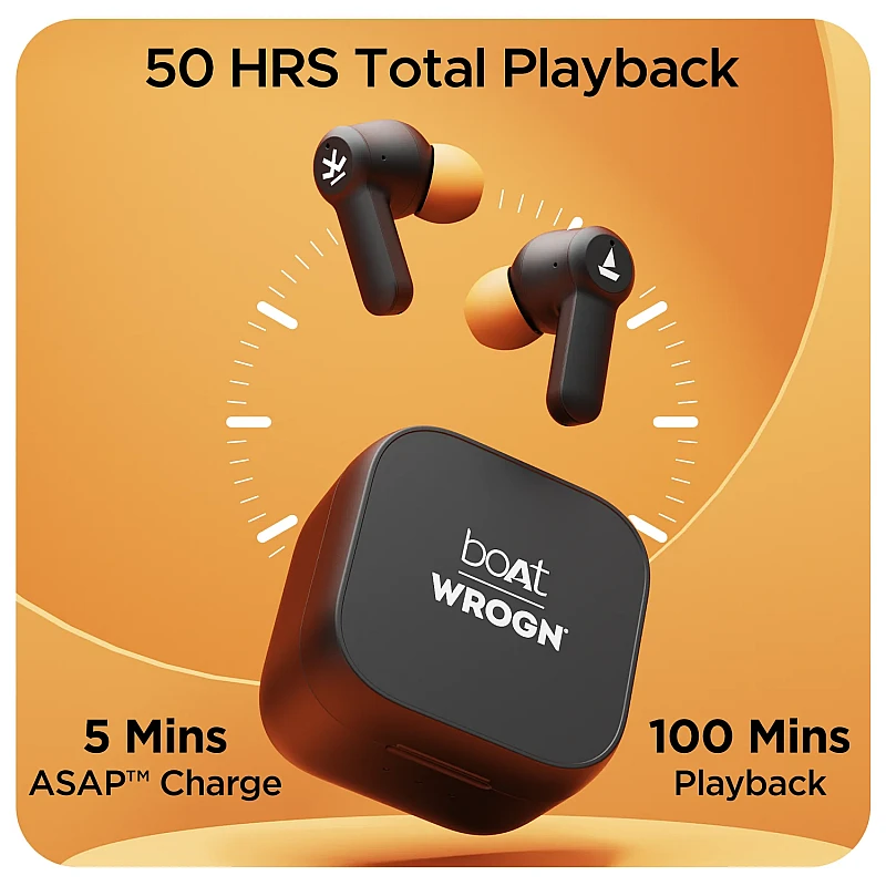boAt Airdopes Crude Wrogn Edition with 50 Hours Playback (Fiery Black, In the Ear) boAt Airdopes Crude Wrogn Edition with 50 Hours Playback (Fiery Black, In the Ear)