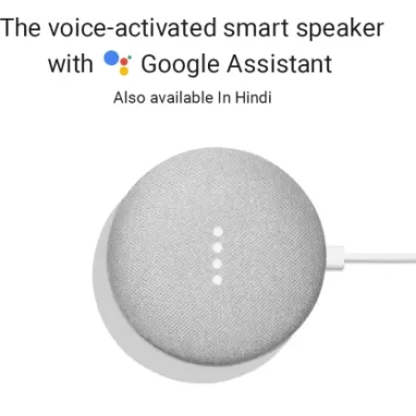 Google home mini with google assistant smart speaker chalk