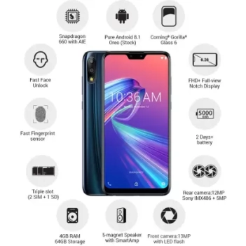 Asus Zenfone Max Pro M2 (Blue, 4GB RAM, 64GB Storage) refurbished-