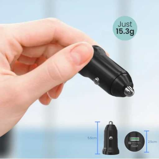 Portronics Car Power Mini, 18W USB Port, Fast Charging Adapter Compatible with Cars for iPhone & Android Smartphone (Black) Portronics Car Power Mini, 18W USB Port, Fast Charging Adapter Compatible with Cars for iPhone & Android Smartphone (Black)