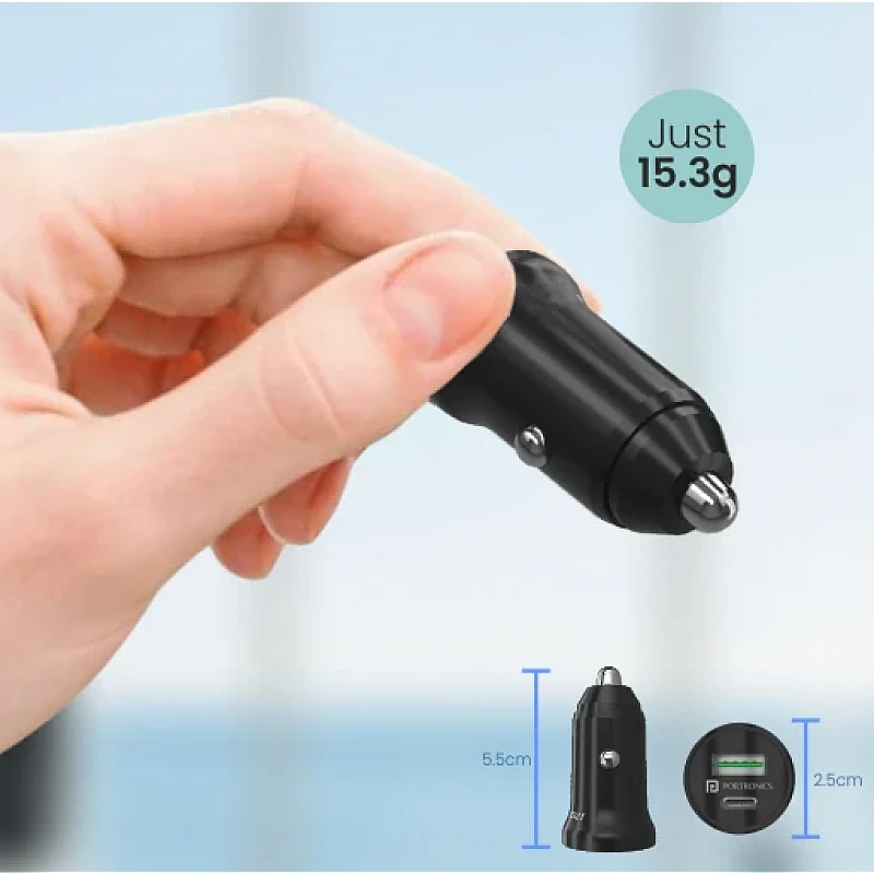 Portronics Car Power Mini, 18W USB Port, Fast Charging Adapter Compatible with Cars for iPhone & Android Smartphone (Black) Portronics Car Power Mini, 18W USB Port, Fast Charging Adapter Compatible with Cars for iPhone & Android Smartphone (Black)