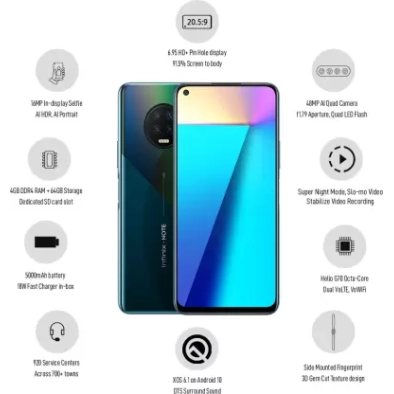 Infinix Note 7, 4GB RAM, 64GB Storage (Blue) Refurbished