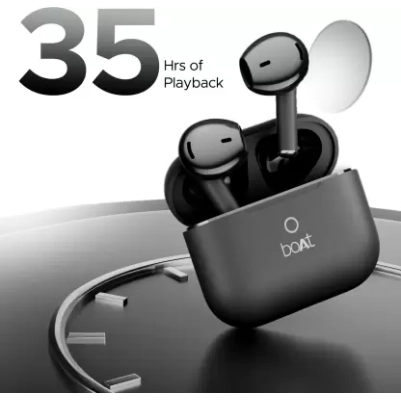 boAt Airdopes Alpha with 35 HRS Playback, 13mm Drivers, Dual Mics (Jet Black, In the Ear)