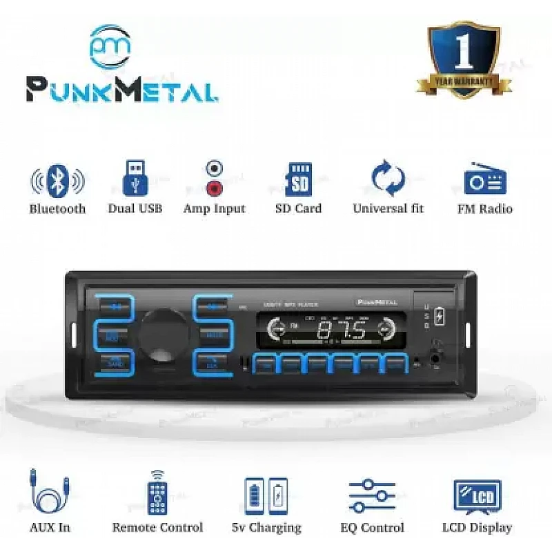PunkMetal PM-02 DUAL-USB/SD/AUX/FM/Bluetooth Universal Car Stereo (Single Din) PunkMetal PM-02 DUAL-USB/SD/AUX/FM/Bluetooth Universal Car Stereo (Single Din)