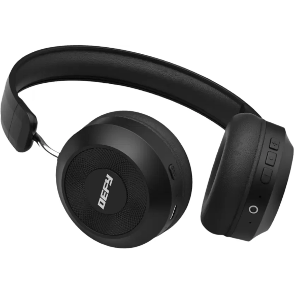 DEFY BassX ANC Active Noise Cancellation Bluetooth Headset (Bold Black, On the Ear)