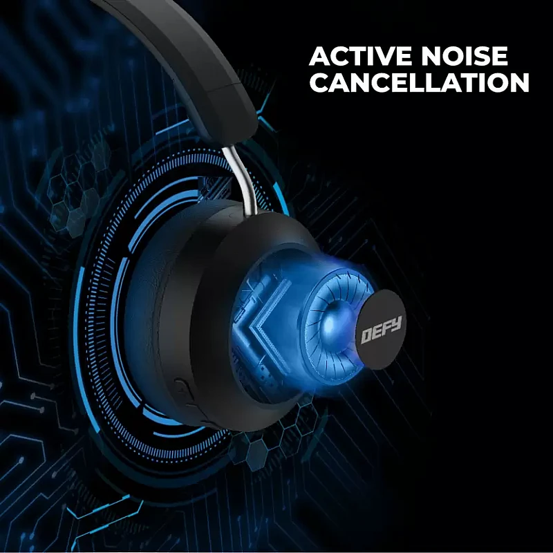 DEFY BassX ANC Active Noise Cancellation Bluetooth Headset (Bold Black, On the Ear) DEFY BassX ANC Active Noise Cancellation Bluetooth Headset (Bold Black, On the Ear)