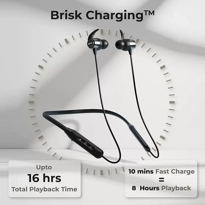 DEFY FuzionX Pro with ENC, Magnetic On/Off, Fast Charge and upto 16 Hours Playback Bluetooth Headset (Celestial Black, In the Ear) DEFY FuzionX Pro with ENC, Magnetic On/Off, Fast Charge and upto 16 Hours Playback Bluetooth Headset (Celestial Black, In the Ear)