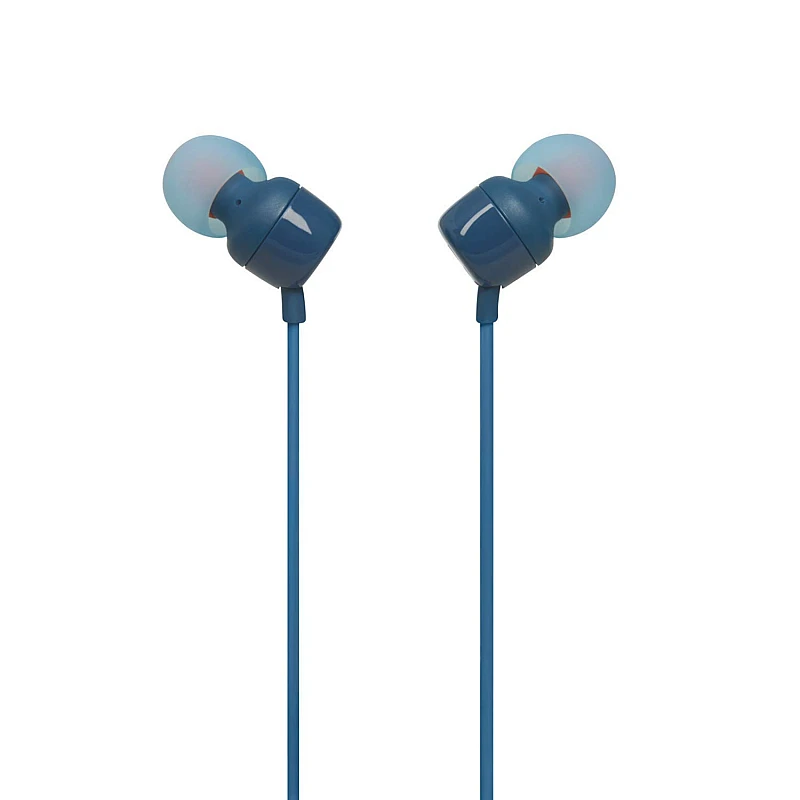 JBL T110 In-Ear Headphones with Pure Bass, Mic & Tangle Free Flat Cable (Blue) JBL T110 In-Ear Headphones with Pure Bass, Mic & Tangle Free Flat Cable (Blue)