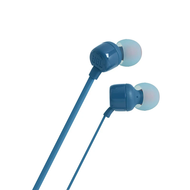 JBL T110 In-Ear Headphones with Pure Bass, Mic & Tangle Free Flat Cable (Blue) JBL T110 In-Ear Headphones with Pure Bass, Mic & Tangle Free Flat Cable (Blue)