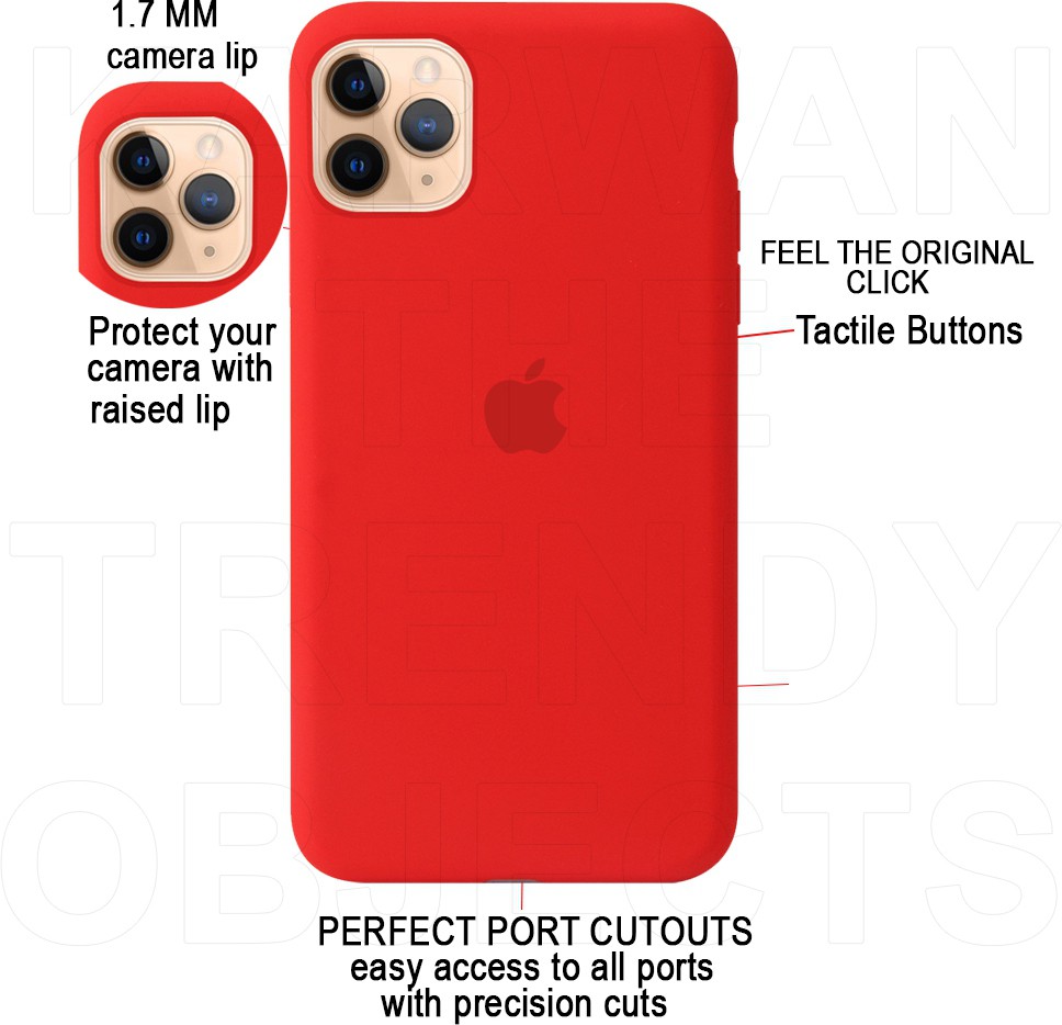 I Phone 11 Pro Silicone Case-RED (Red, Shock Proof, Silicon, Pack of: 1) with logo