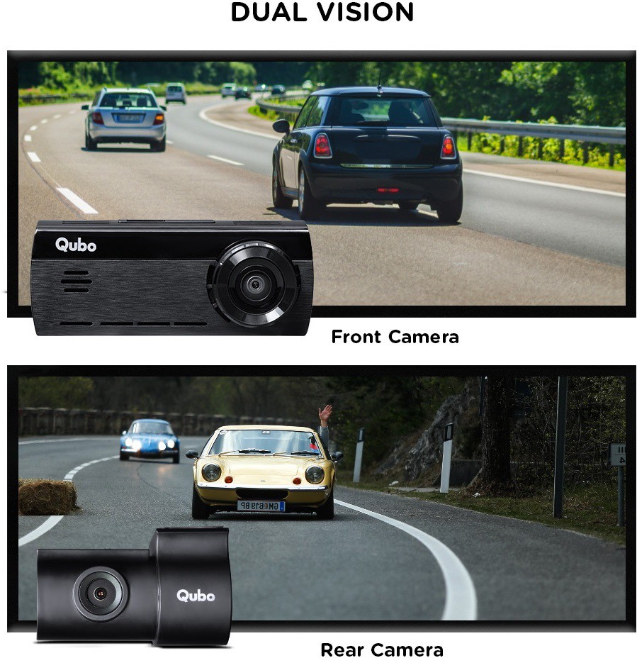  Qubo HCA04 Smart Dashcam Pro 4K DualCam with Wi-Fi GPS Front 4K Rear 1080P 1TB SDCard Vehicle Camera System