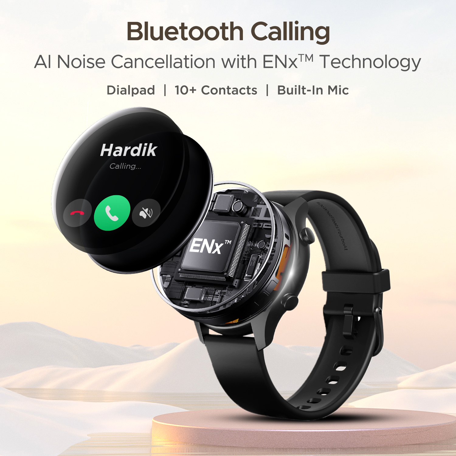 boAt Lunar Call Plus Smartwatch with 1.43" AMOLED Display,BT Calling and Health Tracker Smartwatch (Black Strap, Free Size)