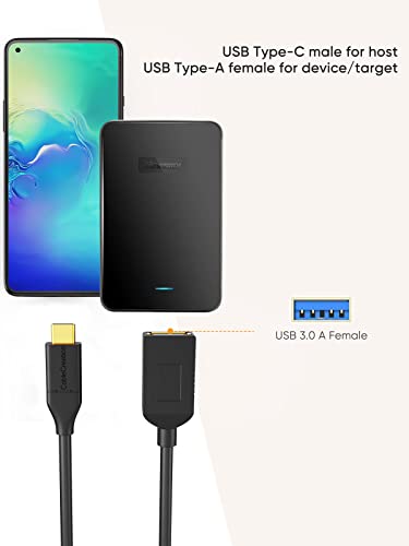 AIRTREE  Short USB-C to USB 3.0 Female Adapter, 0.5 FT (Gen1) USB3.1 Black