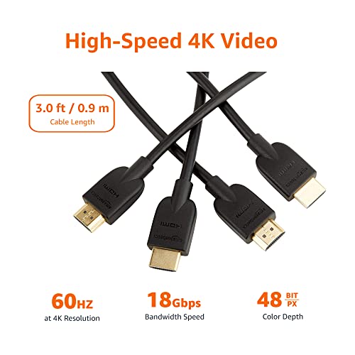 AmazonBasics 3-Feet High-Speed HDMI 2.0 Cable, Pack of 3 (Black)