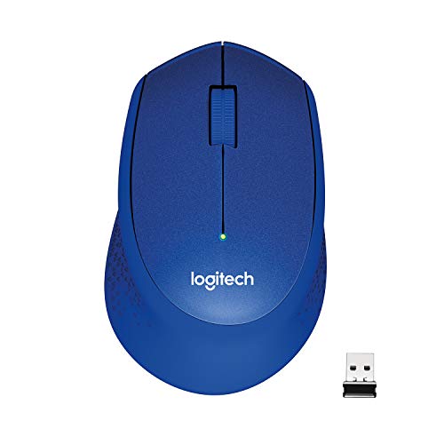 Logitech M331 Silent Plus Wireless Mouse, 2.4GHz with USB Nano Receiver, 1000 DPI Optical Tracking, 3 Buttons Blue