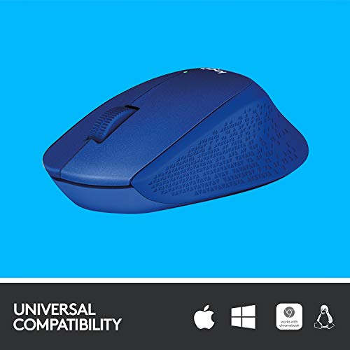 Logitech M331 Silent Plus Wireless Mouse, 2.4GHz with USB Nano Receiver, 1000 DPI Optical Tracking, 3 Buttons Blue