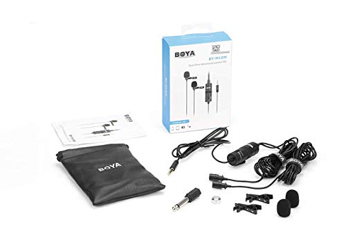 BOYA ByM1 Auxiliary Omnidirectional Lavalier Condenser Microphone with 20ft Audio Cable (Black)