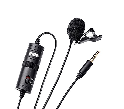 BOYA ByM1 Auxiliary Omnidirectional Lavalier Condenser Microphone with 20ft Audio Cable (Black)