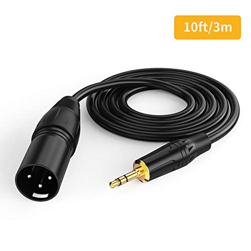 CableCreation 3.5mm to XLR Male, 3-Pole TRS Stereo Male to XLR Male Cable Compatible with iPhone, iPod, Tablet, Laptop and More, Black 10 Feet/3M