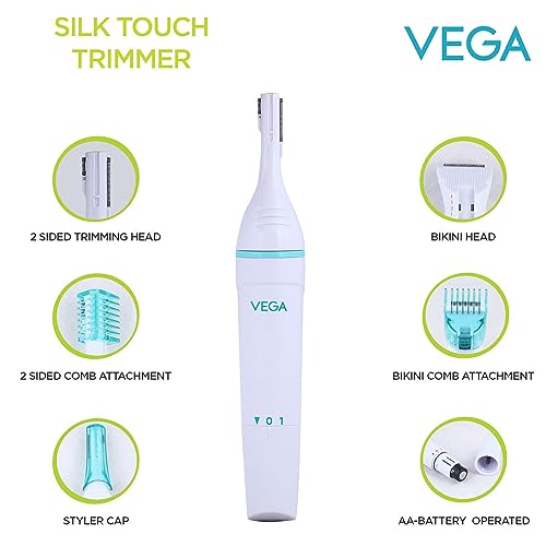 VEGA Silk Touch Eyebrow, Underarms And  Bikini Trimmer for Women, (VHBT-01)