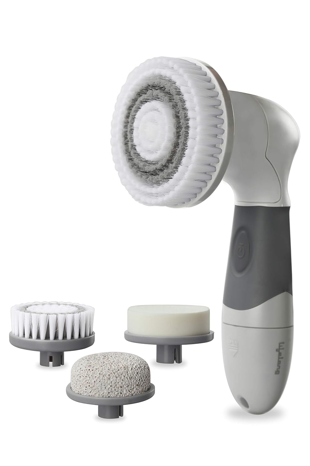 Lifelong LLM621 Electric Portable Face Cleanser and Massager Brush with 4 Brush Heads for Deep Cleansing Grey