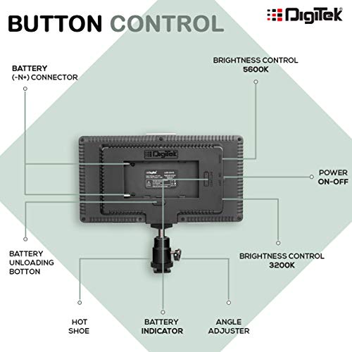 DIGITEK® LED D416 Professional Video Light & NP-750 Li-ion Battery with Micro USB Charging Dimmable 3200k -5600k 