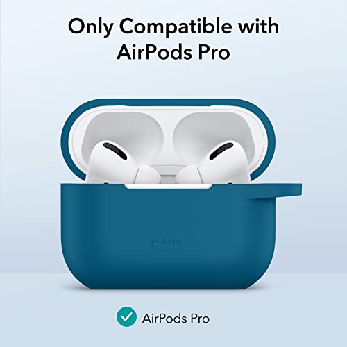 ESR Silicone Case Compatible with AirPods Pro (2022/2019), Protective Case with Carabiner, Wireless Blue