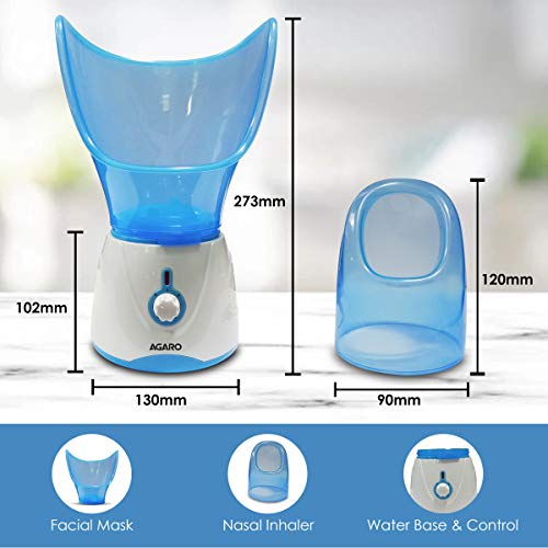 AGARO Aura Face Steamer, Vaporizer Steam Inhaler (Blue and White)