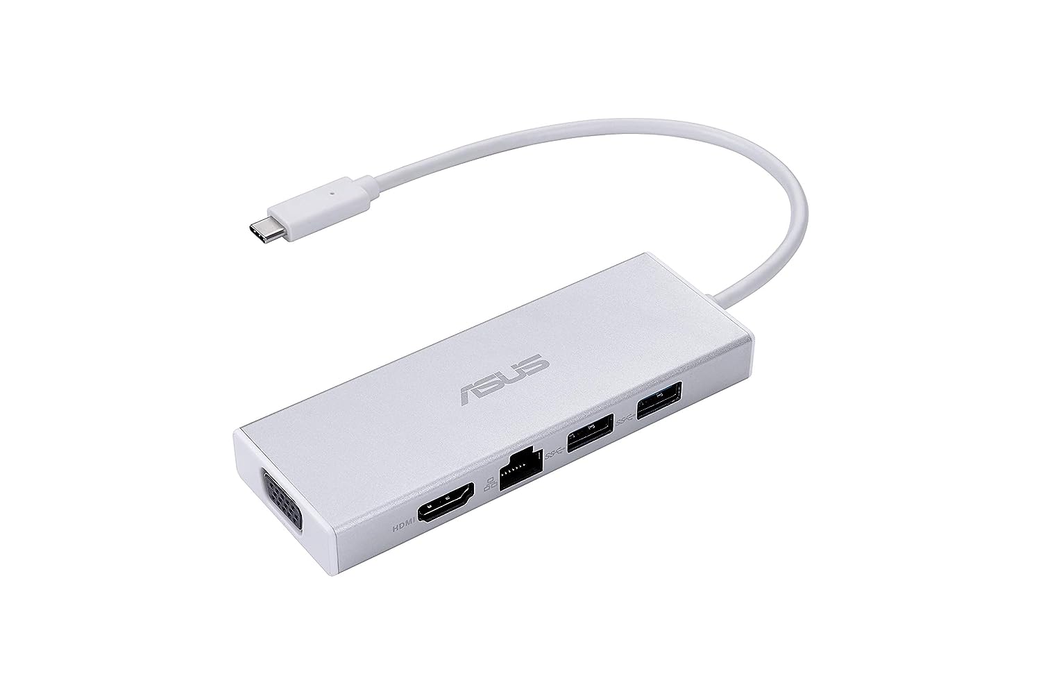 ASUS OS200 USB-C DONGLE with Two USB 3.0 Ports, Gigabit Ethernet Port, HDMI and VGA, White