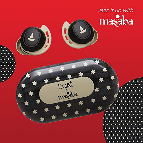 boAt Airdopes 441 Masaba Edition V5.0 Bluetooth Truly Wireless in Ear Earbuds with Upto 30 Hours Black Star