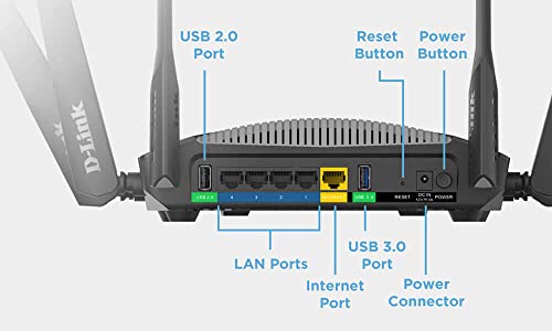 D-Link DIR-1950 AC 1900 MU-MIMO Daul Band EasyMesh WiFi Router, 5 Gigabit Port, 4 External Antenna, Voice Control Black