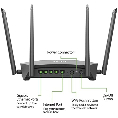 D-Link DIR-1950 AC 1900 MU-MIMO Daul Band EasyMesh WiFi Router, 5 Gigabit Port, 4 External Antenna, Voice Control Black