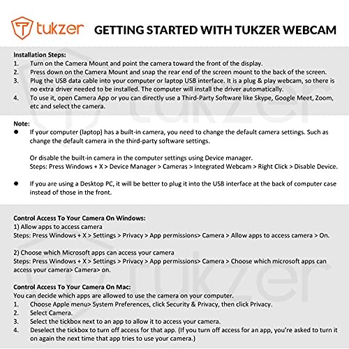 Tukzer HD 1080P Webcam with Microphone and Ring Light, Plug and Play Web Camera (TZ-WC1)