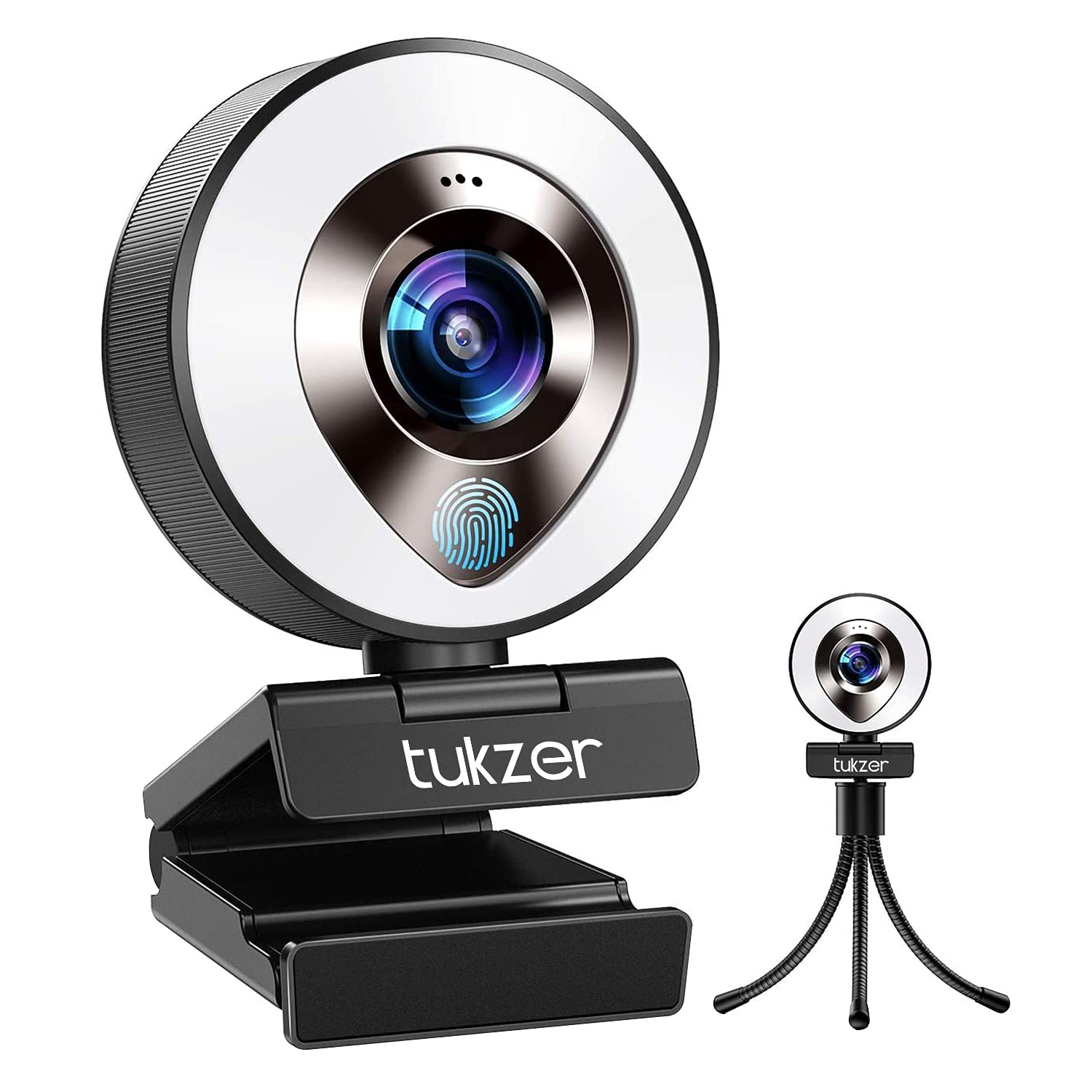 Tukzer HD 1080P Webcam with Microphone and Ring Light, Plug and Play Web Camera (TZ-WC1)