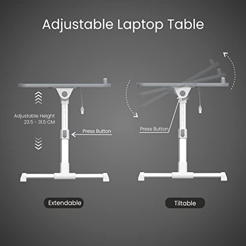 Portronics My Buddy Plus Adjustable Laptop Table with Built in USB Cooling Fan Foldable Legs (Black)