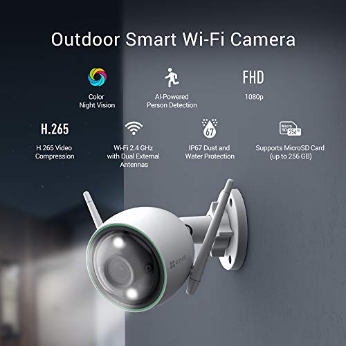 EZVIZ by Hikvision|C8C Outdoor WiFi 1080p Motorized Pan/Tilt Camera,Color Night Vision, BuiltIn MicroSD Card Slot(Upto 256GB)