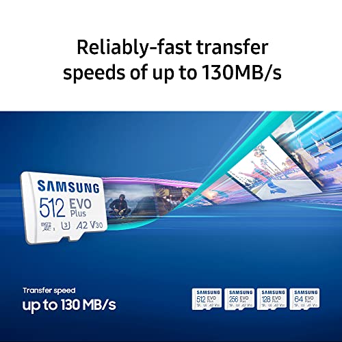 Samsung EVO Plus 64GB microSDXC UHS-I U1 130MB/s Full HD & 4K UHD Memory Card with Adapter (MB-MC64KA)