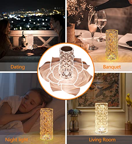 AIRTREE Lamp, Rose Diamond Table Lamp, 16 Colors RGB With Touch And Remote Control, USB Rechargeable Decorative Acrylic Rays lamp