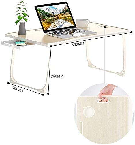 Tarkan Portable Folding Laptop Desk for Bed, Lapdesk with Handle, Drawer, Cup & Mobile/Tablet Holder for Study, Eating, Work (Green)