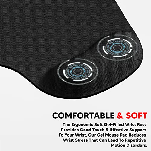 Lapster Gel Mouse pad with Wrist Rest, Gaming Mouse Pad with Lycra Cloth Nonslip for Laptop, Computer, Home & Office (Black)