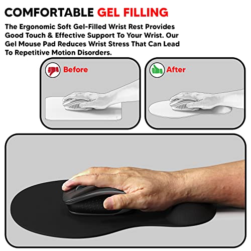 Lapster Gel Mouse pad with Wrist Rest, Gaming Mouse Pad with Lycra Cloth Nonslip for Laptop, Computer, Home & Office (Black)