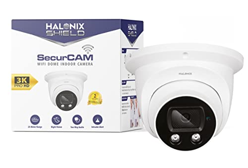 Halonix SecurCAM Wireless 3MP 3K Pro HD Wi-Fi Smart Home Security Dome Camera