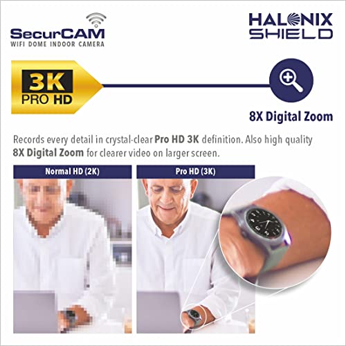 Halonix SecurCAM Wireless 3MP 3K Pro HD Wi-Fi Smart Home Security Dome Camera